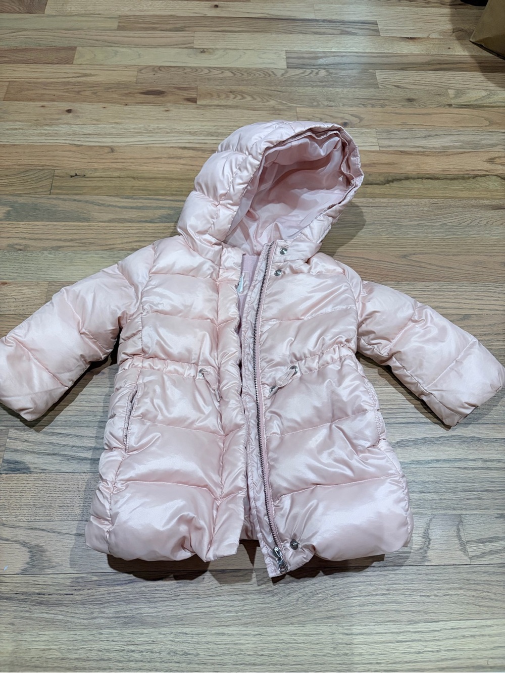 Gap toddler girl light pink half fleece lined warm winter jacket